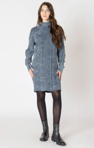 Misty Cotton Sweater Dress (Washed Indigo)