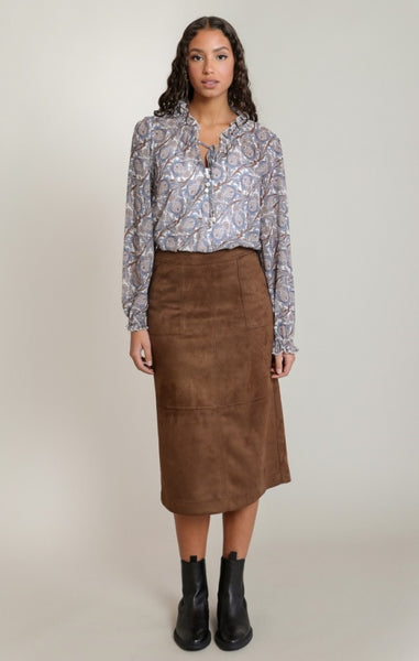 Lilianna Faux Suede Skirt (Caramel)