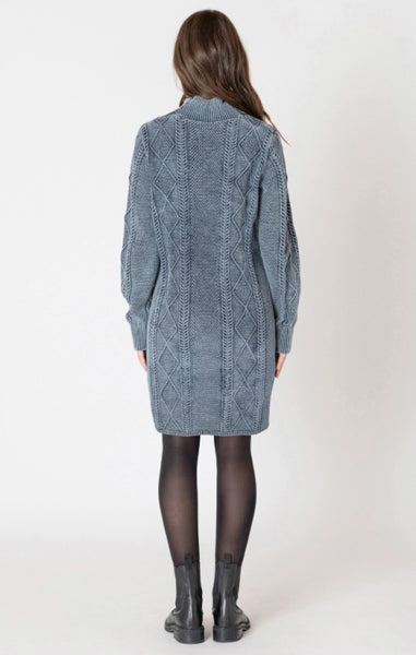 Misty Cotton Sweater Dress (Washed Indigo)