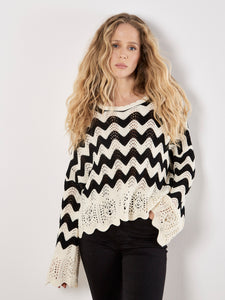 Lysea Scallop Border Knit Sweater