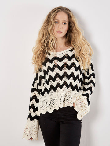 Lysea Scallop Border Knit Sweater