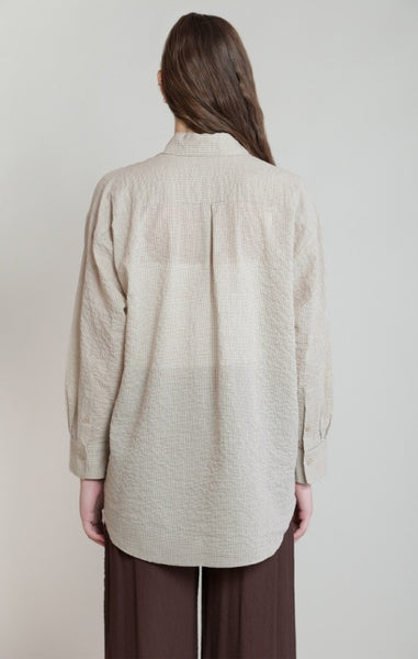 Hailey Oversized Textured Shirt (Beige)