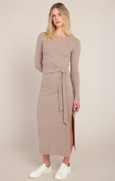 Amelia Tie Knit Dress (Heather Brown)