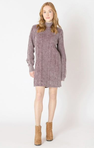 Misty Cotton Sweater Dress (Washed Plum)