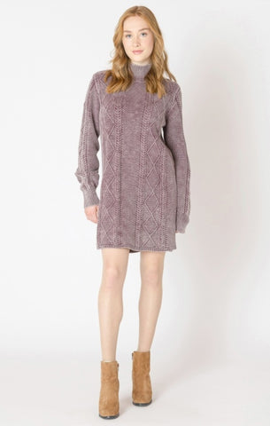Misty Cotton Sweater Dress (Washed Plum)