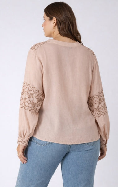 PLUS Trina Embroidered  Detail Blouse (Rose Gold)