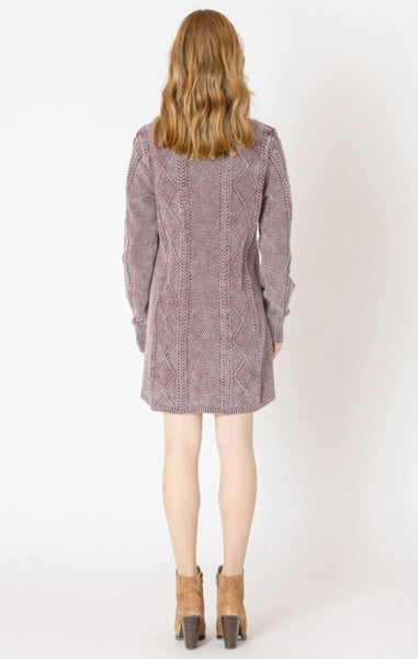 Misty Cotton Sweater Dress (Washed Plum)