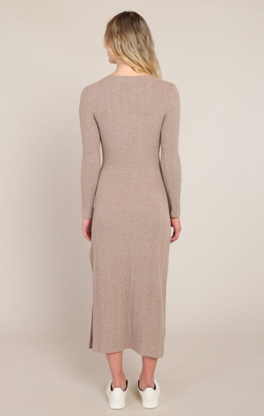 Amelia Tie Knit Dress (Heather Brown)
