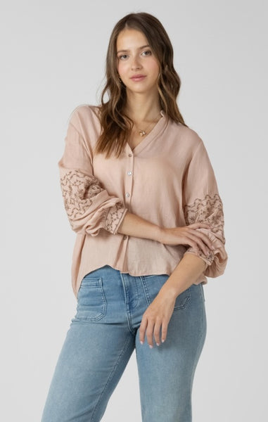 Trina Embroidered  Detail Blouse (Rose Gold)