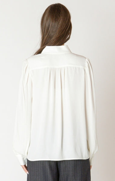 Amanda Loose Fit Button Down Blouse (Off White)