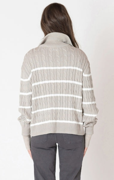 PLUS Cora Striped Cable Sweater (Taupe)