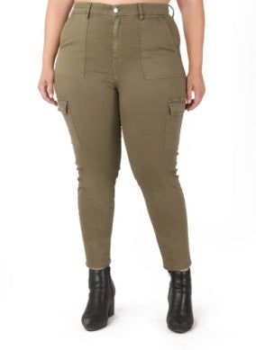 PLUS Kimmy High Waisted Khaki Cargo Pant