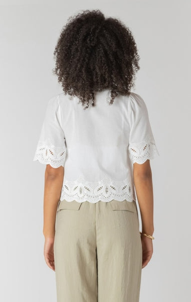 Marcy Eyelet Trim Blouse (White)