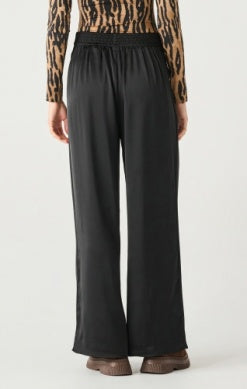 Emma High Waisted Satin WIde Leg Pant (Black)