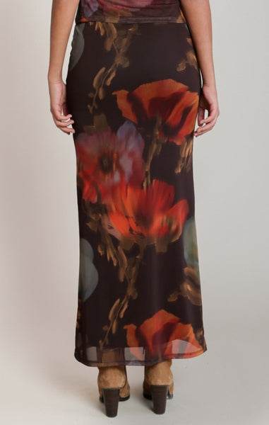 Sadie Mesh Skirt  (Orange Floral)