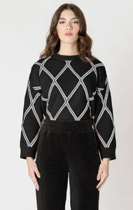 Celia Diamond Check Sweater (Black/Cream)