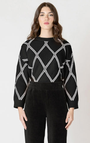 Celia Diamond Check Sweater (Black/Cream)