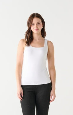 Marigold Square Neck Soft Tank (White)