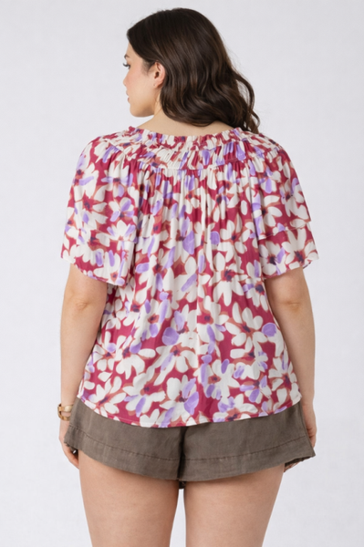 PLUS Michelle Blouse (Berry Bouquet)