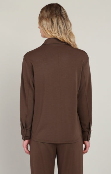 Sarah Scuba Button Down Shirt (Milk Chocolate)