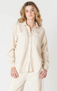 Chloe Waffle Knit Shirt Jacket (Cake Batter)