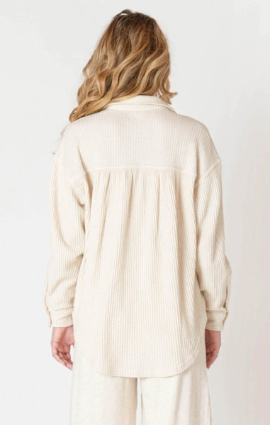 Chloe Waffle Knit Shirt Jacket (Cake Batter)