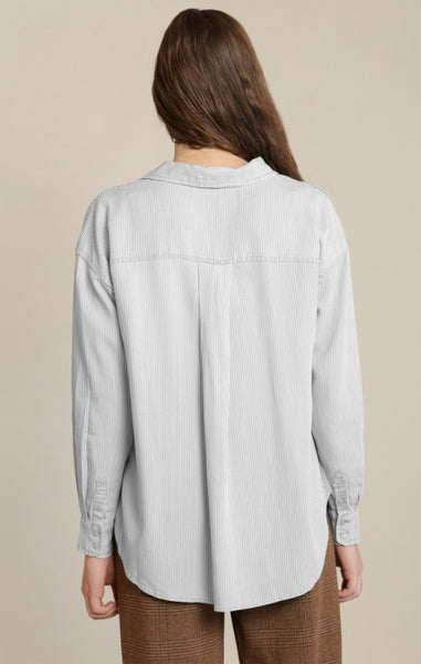 Georgia Striped Button Down Top (Taupe)