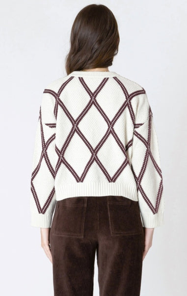 Celia Diamond Check Sweater (Coca/Cream)