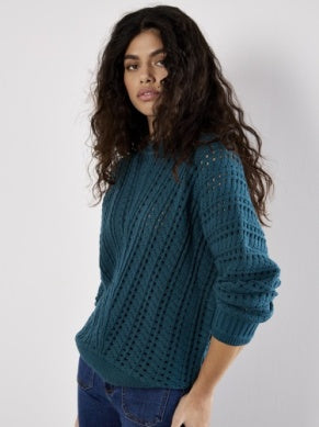 Nivea Vertical Knit Batwing Sweater (Teal)