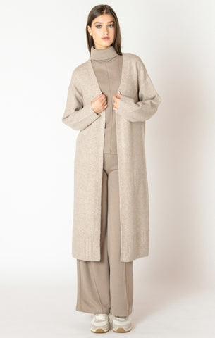 Jodi Longline Open Cardigan (Oatmeal Melange)