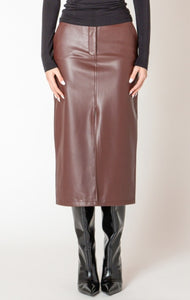 Camila Faux Leather Midi Skirt (Bordeaux)