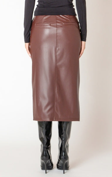 Camila Faux Leather Midi Skirt (Bordeaux)