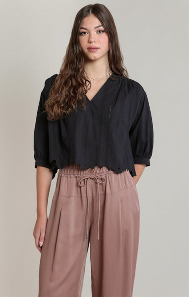Geri Embroidered Blouse (Black)