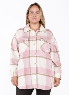PLUS Nikki Shacket (Pink Plaid)