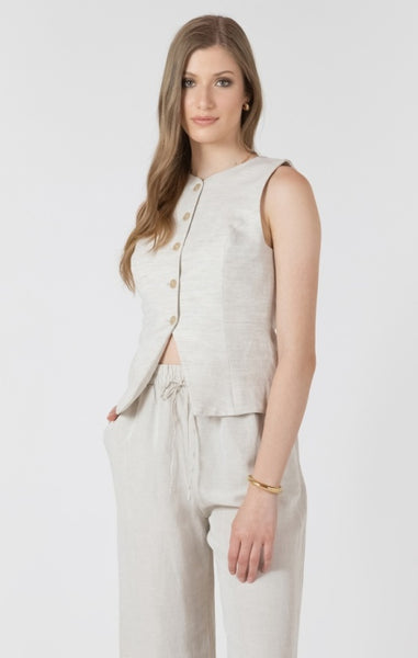 Rosalie Linen Blend Vest (Ecru)