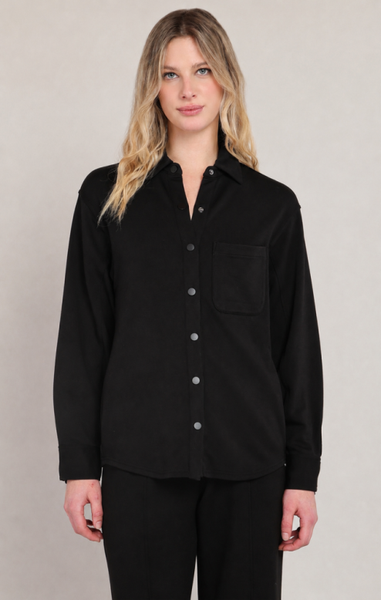Sarah Scuba Button Down Shirt (Black)