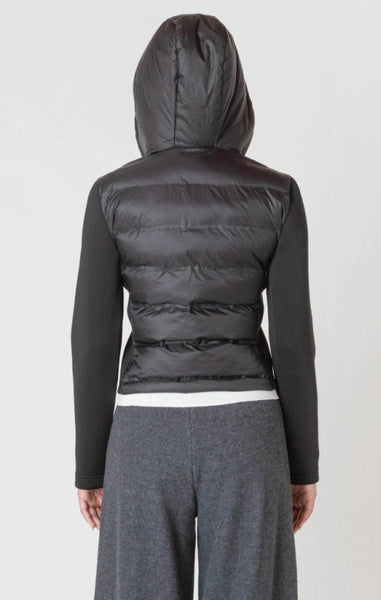 Beth Mixed Fabric Puffer Jacket (Black)