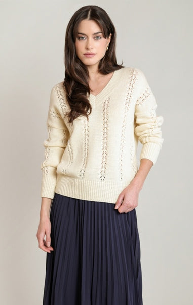 Felicia Cotton Blend Sweater (Ecru)