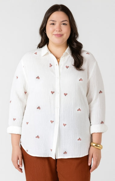 PLUS Kerrie Textured Cotton Blouse