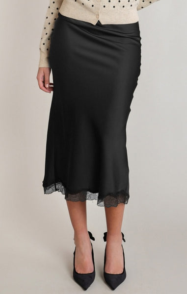 Katie Satin Skirt (Black)