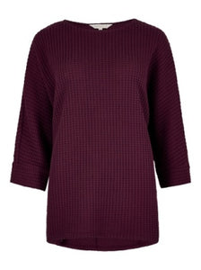 Monroe Waffle Knit Top (Burgundy)