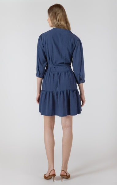 Brenda Tiered Belted Dress (Denim)