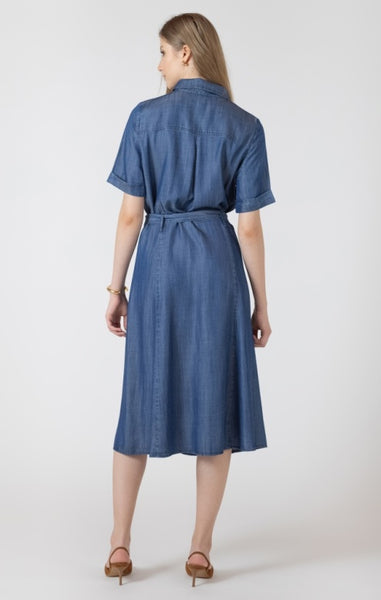 Callie Belted Dress (Blue Denim)