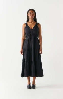 PLUS Mira Tiered Cotton Midi Dress (Black)