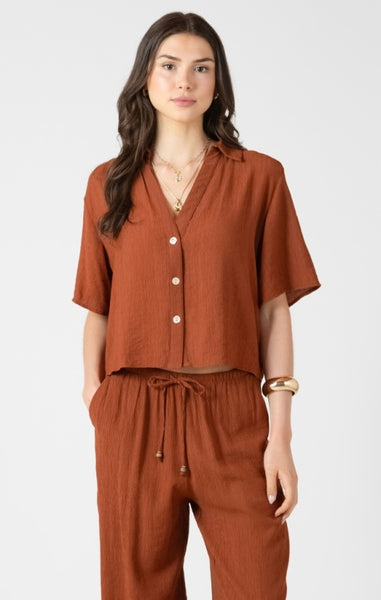 Cassidy Button Down Top (Burnt SIenna)