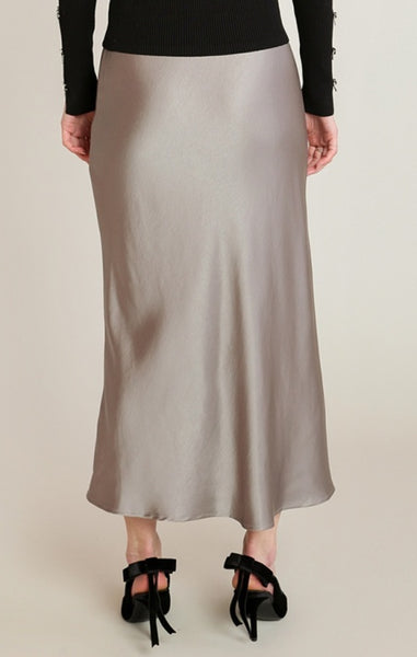 Martine Satin Skirt (Light Khaki)