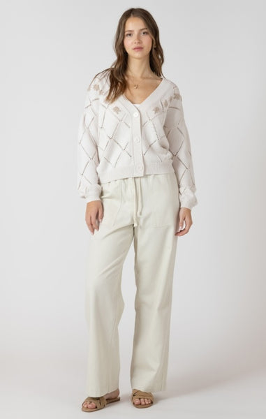 Giana Pointelle Embroidered Floral Cardigan