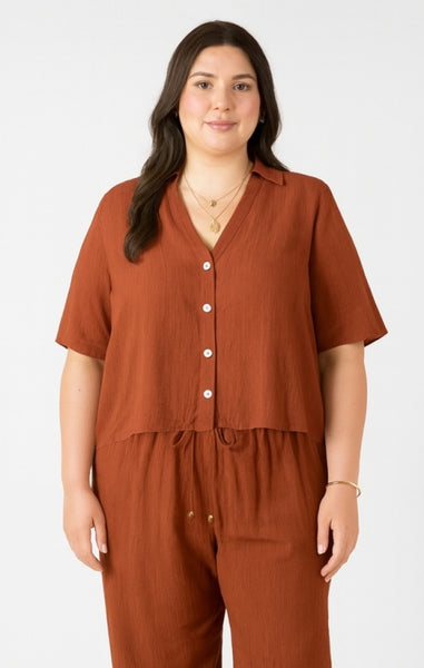 PLUS Cassidy Button Down Top (Burnt SIenna)