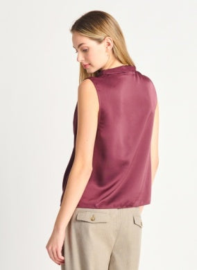 Amalia Satin Cowl Top (Dark Maroon)