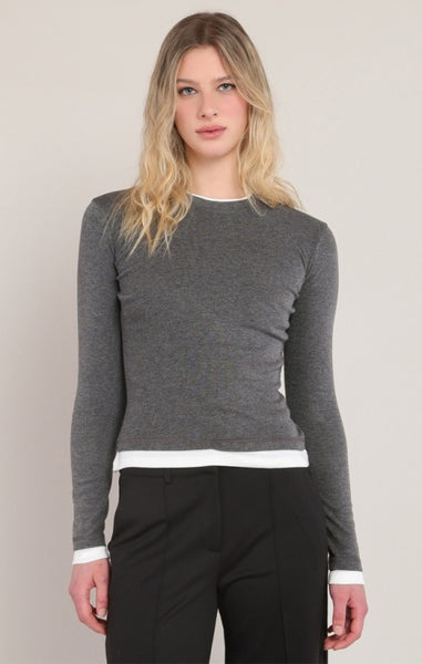 Monique Layered Top (Charcoal Grey)